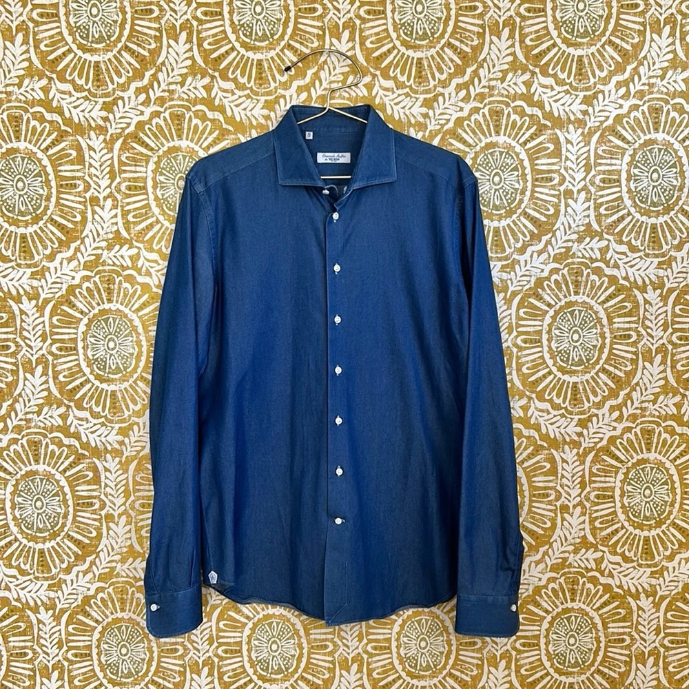 Emanuele Maffeis + Todd Snyder Denim Chambray Spread Collar Shirt size 41/16